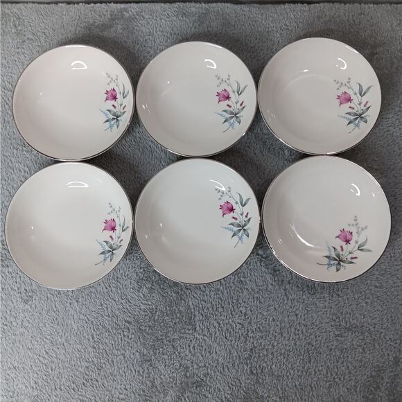 Set of 6 ROYAL MONARCH Fern Valley 5 1/2" Coupe Fruit Sauce Dessert Bowls Set 2 - Picture 2 of 5